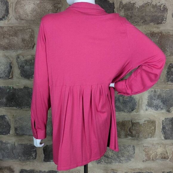 J. Jill pink button up cotton & modal shirt size XL Long Line Soft Long Sleeve - Picture 5 of 12